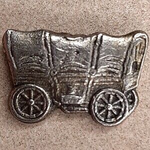 Vintage Covered Wagon Carriage metal lapel tac pin Silver/Pewter-Tone Western